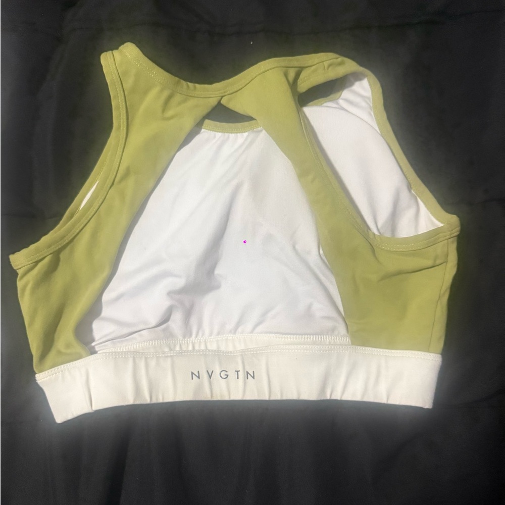 NVGTN Olive and White Sports Bra
